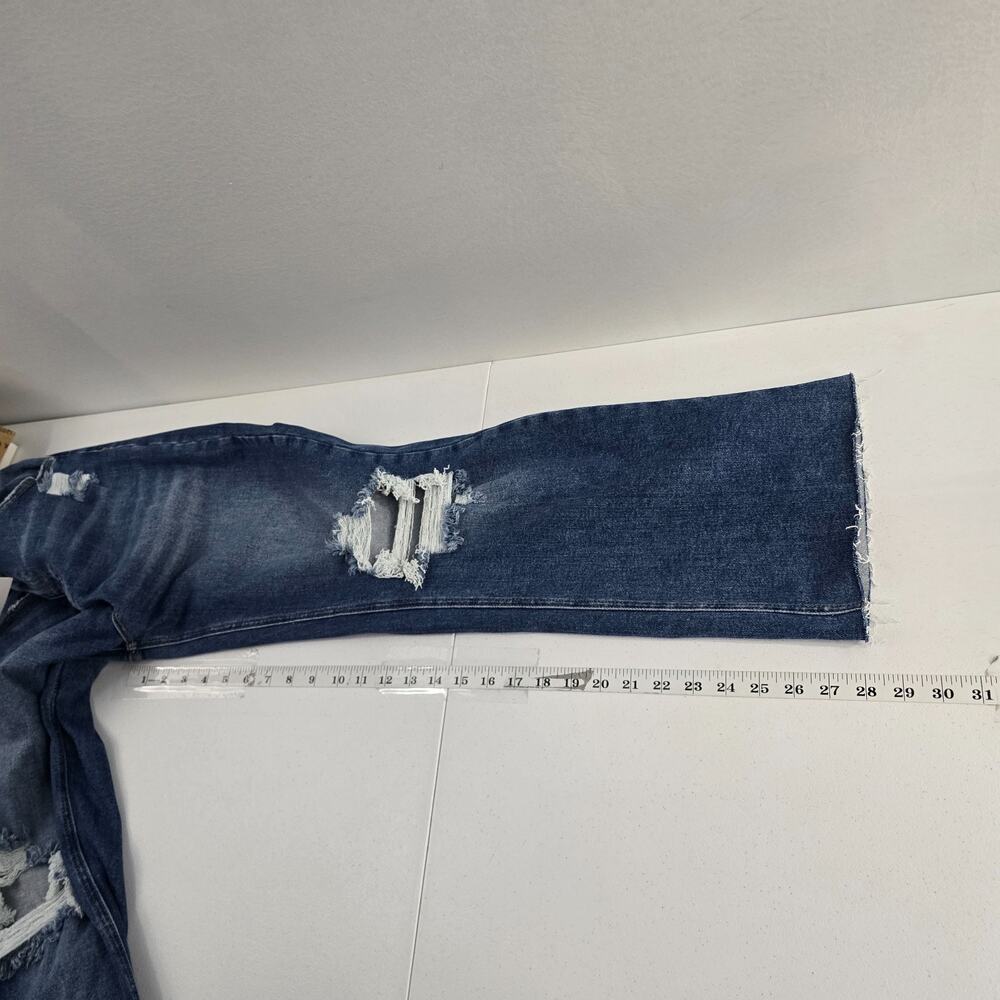 Women's Blue Distressed Skinny Jeans - Picture 6 of 12